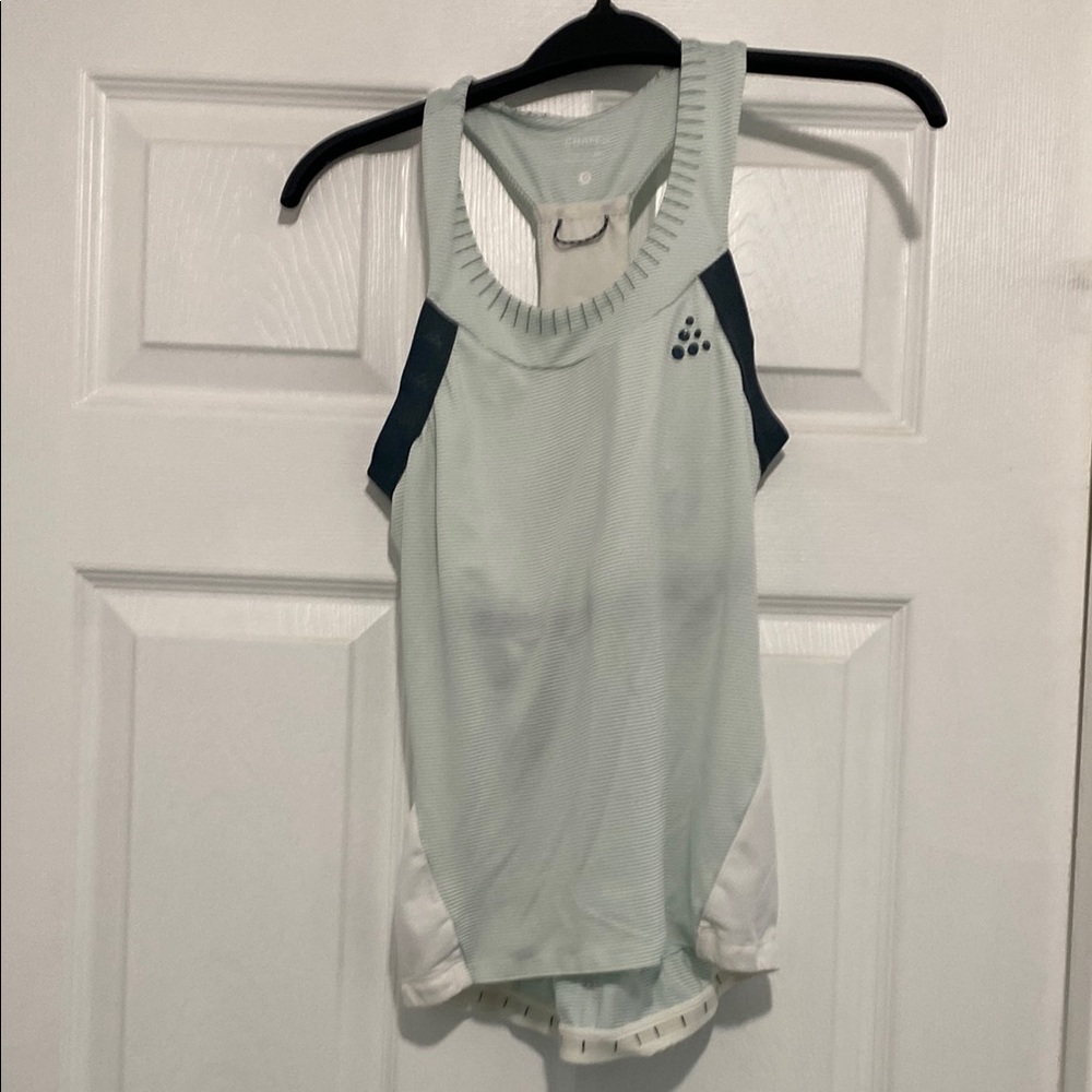 Craft active wear Striped mint green and White Tank Top
